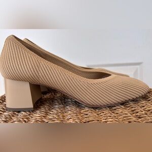 Burudani Women’s Knit Upper Block Heels Tan Size‎ 8